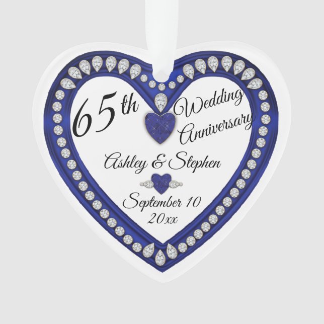 Adorno 65° Aniversario Boda Sapphire Diamond Keepsake (Anverso)