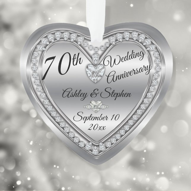 Adorno 70.º Aniversario Boda Diamond Platinum Keepsake (Subido por el creador)