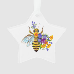 Adorno Abeja de flor con plantas silvestres