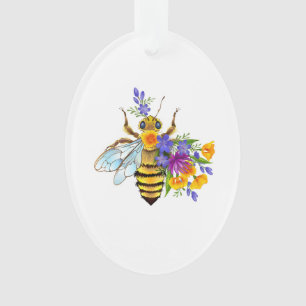 Adorno Abeja de flor con plantas silvestres