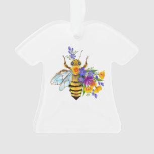 Adorno Abeja de flor con plantas silvestres