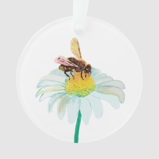 Adorno Abeja de miel sobre una flor blanca (Anverso)