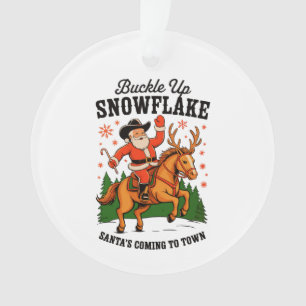 Adorno Abróchense Snowflake Rodeo Vaquero Santa Navidad