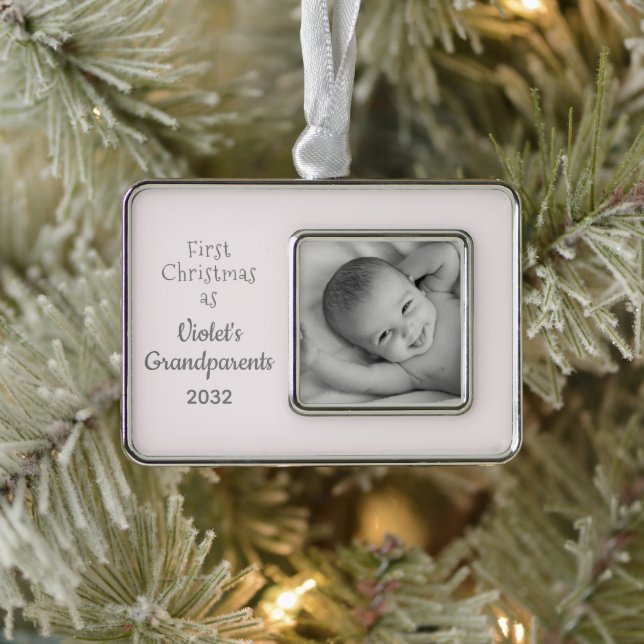 Adorno Abuelos 1er Navidades Foto de nombre personalizado (Árbol)