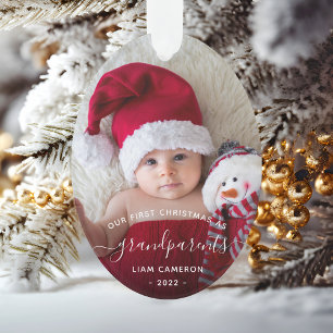Adorno Abuelos de 2 fotos Primer guión blanco de Navidad