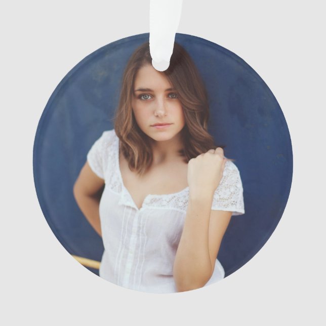 Adorno Acrylic Birthday Ornament with Photo & Message (Anverso)