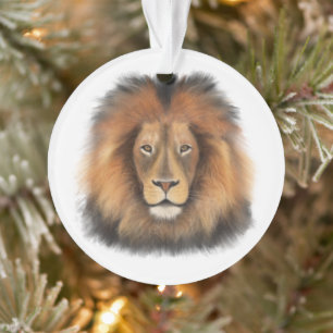 Adorno acuarela de león León rey gato de la jungla animal