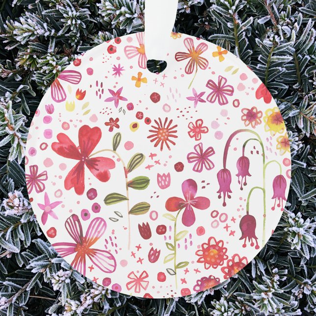Adorno Acuarela floral moderna (Watercolor wildflower art ornament)