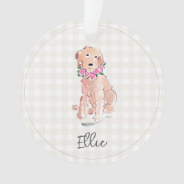 Adorno Acuarela Golden Doodle Perro Flores NOMBRE