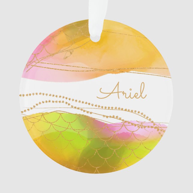 Adorno Acuarela Sirena NOMBRE Gold Glam Diversión Niños S (Anverso)
