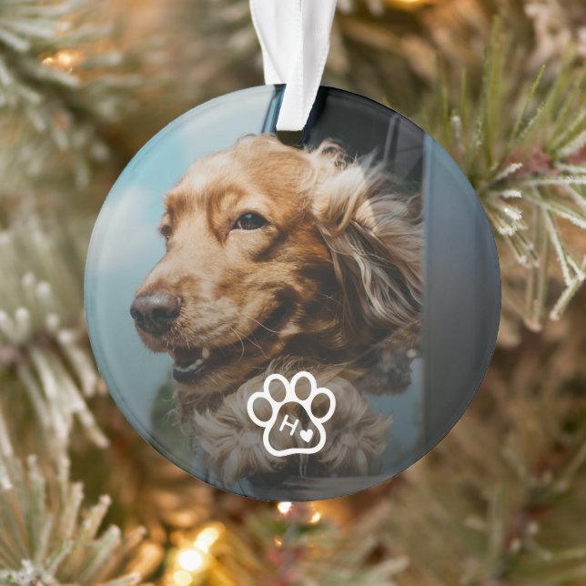 Adorno Add Your Own Photo Dog Pets Monogram (Árbol)