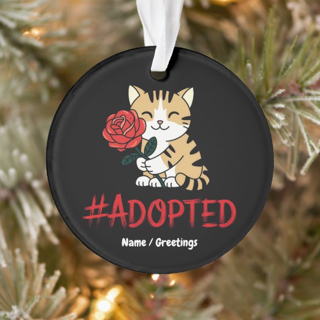Adorno Adopted Cat Love Illustration with Rose (Árbol)