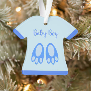 Adorno Adorable conejo bebé niño azul pies primero Navida