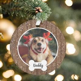 Adorno Adorable Hueso de Perro de Madera Navideño Moderno