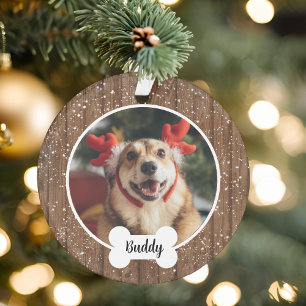 Adorno Adorable Hueso de Perro de Madera Navideño Moderno