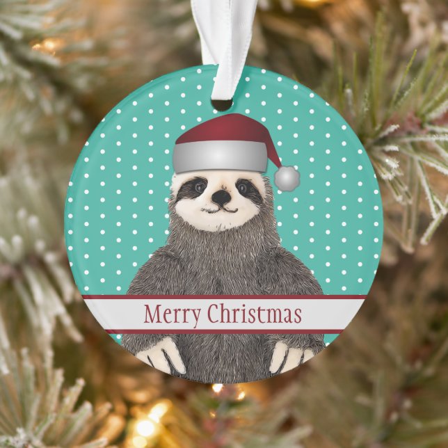 Adorno Adorables Navidades Santa Sloth Cute Animal  (Árbol)