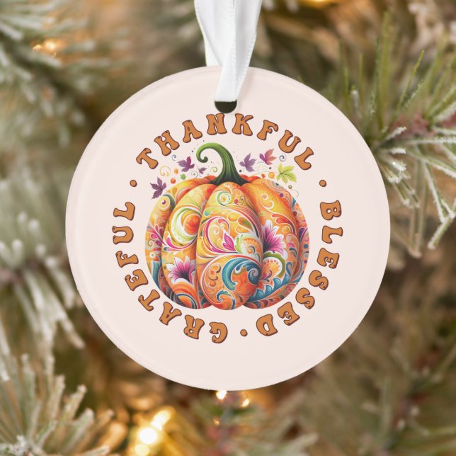 Adorno Afortunada, bendecida calabaza floral (Árbol)