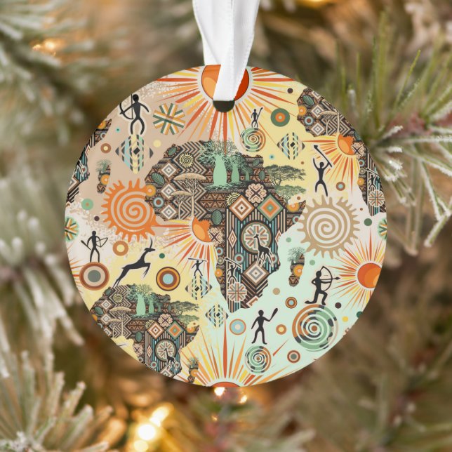 Adorno Africa Map Decorative Tribal Elements Pattern (Árbol)
