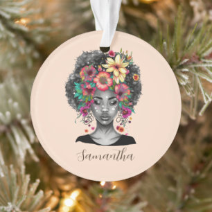 Adorno Afromujer floral elegante