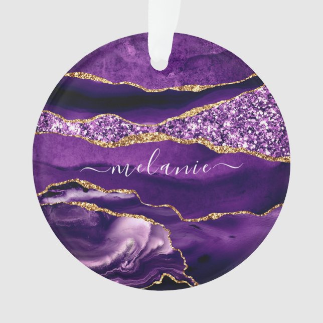 Adorno Agple Purple Gold Purpurina Personalizado de mármo (Anverso)