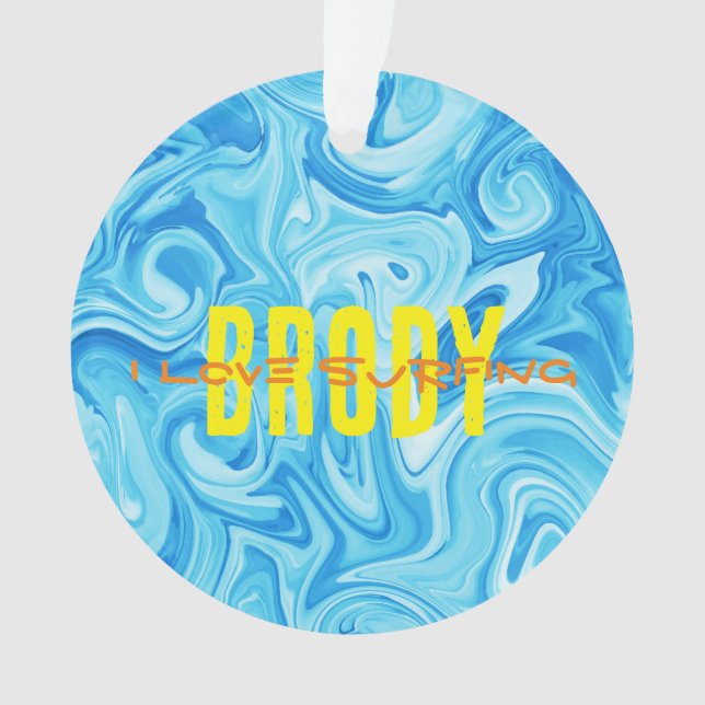 Adorno Agua azul me encanta el nombre del SURFING Ocean B (Anverso)