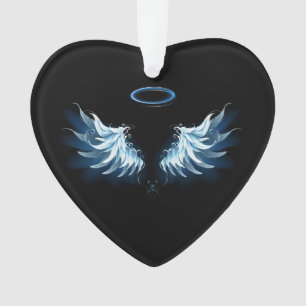 Adorno Alas del Ángel Azul brillante sobre fondo negro