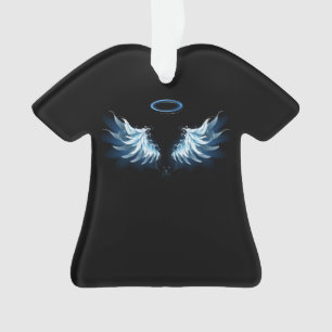 Adorno Alas del Ángel Azul brillante sobre fondo negro