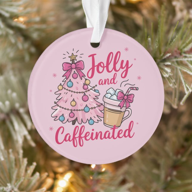 Adorno Alegre y Caffeinated Cofee Navidad Retro de Moda  (Árbol)