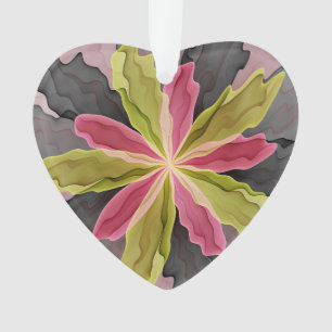 Adorno Alegría, Antracita Verde Rosa Flor Fractal Corazón