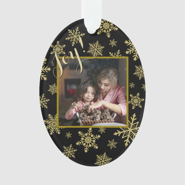 Adorno ¡Alegría! Festividad de oro y Navidades elegantes  (Anverso)