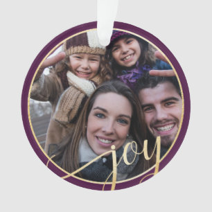 Adorno Alegría púrpura, oro y foto de la familia de los p