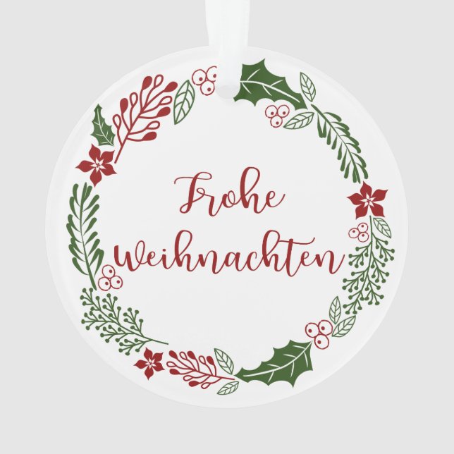 Adorno Alemania Feliz Navidad Wreath, Frohe Weihnachten (Reverso)