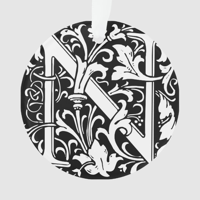 Adorno Alfabeto floral Monograma N Tile Morris (Anverso)