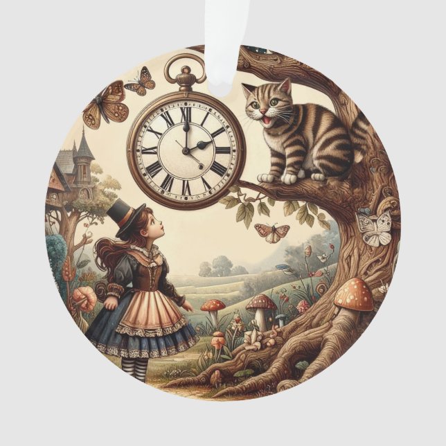 Adorno Alice & Cheshire Cat: Whimsical Wonderland Fantasy (Anverso)