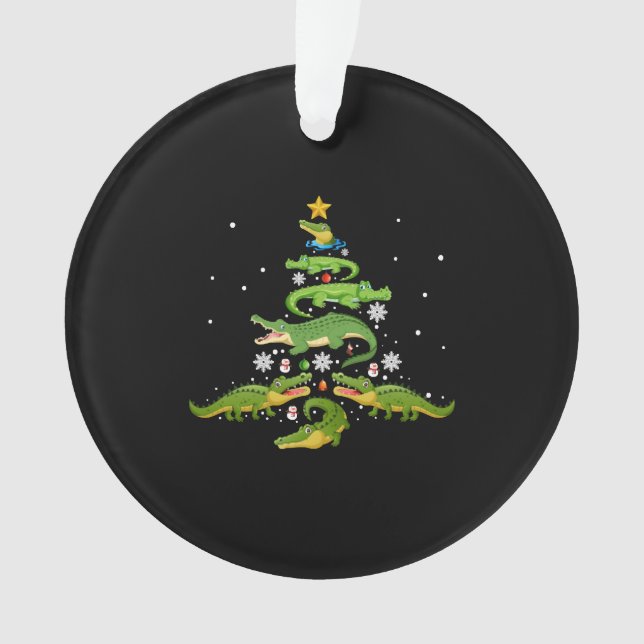 Adorno Alligator Christmas Tree Cute Xmas Lover Luces (Anverso)