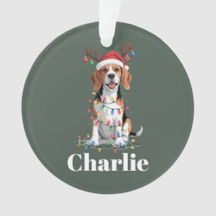 Adorno Amante de Perro Beagle de Navidad Nombre Personali