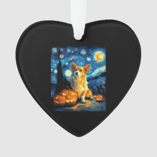Adorno Amantes de Corgi Pintura de van gogh noche estrell