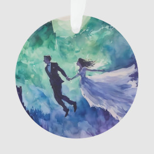 Adorno Amantes voladores - Pintura de acuarela