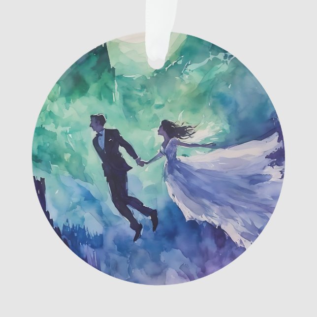 Adorno Amantes voladores - Pintura de acuarela (Anverso)