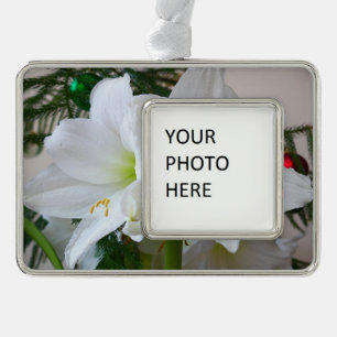 Adorno Amaryllis blanco y árbol de Navidad