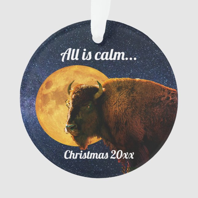 Adorno American Bison All is Calm Christmas   Ornament (Anverso)