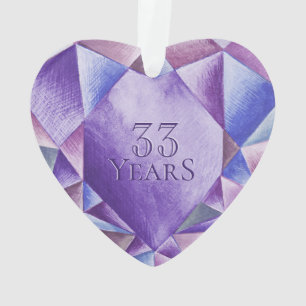 Adorno Amethyst Watercolor Heart 33° Aniversario Boda