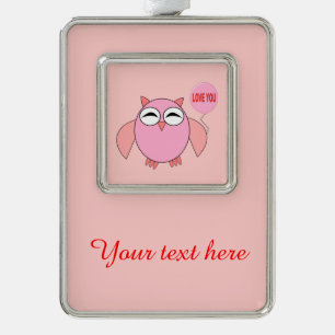 Adorno Amo rosa lindo ornamento de Personalizable de búho