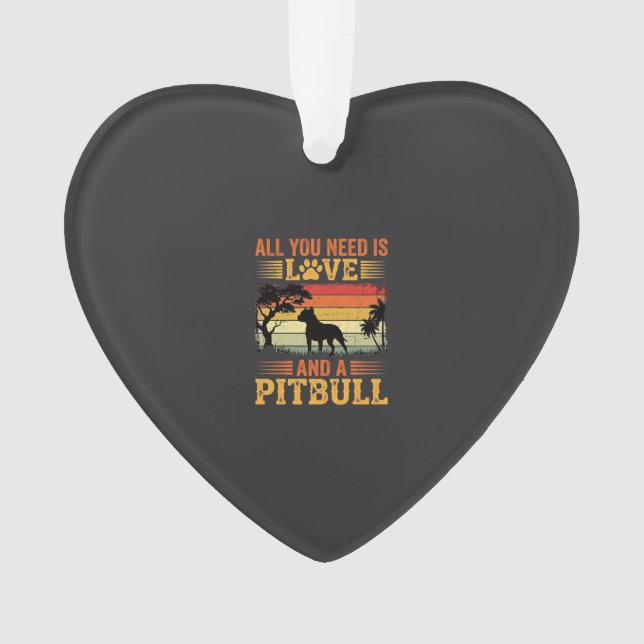 Adorno Amor de Pitbull Atardecer Retro Perro (Anverso)