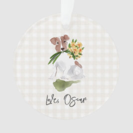 Adorno Amor NOMBRE CARIÑOSO Perro Terrier Gingham Arte Ac