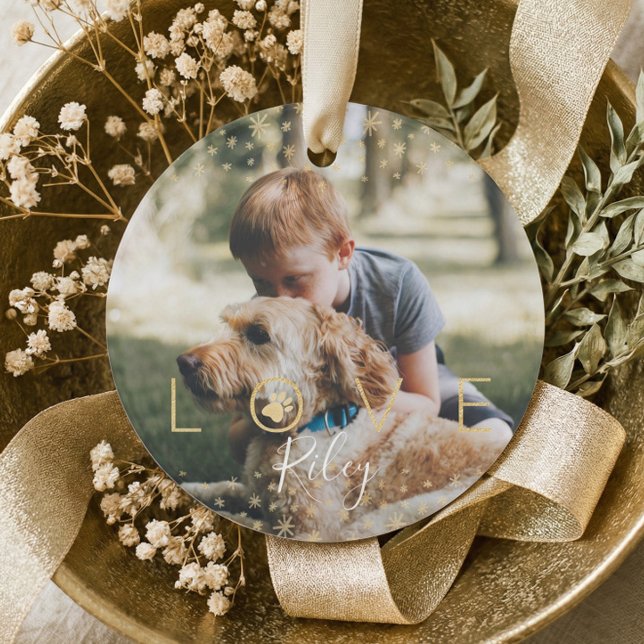 Adorno Amor y Recuerdos | Foto conmemorativa de las festi (Elegant Love Minimal Pet Memorial Photo Keepsake Ornament)