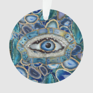 Adorno Ámulos de ojos malvados, geodos azules y cristale