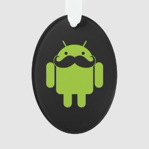 Adorno Android Robot Mustache Style sobre negro