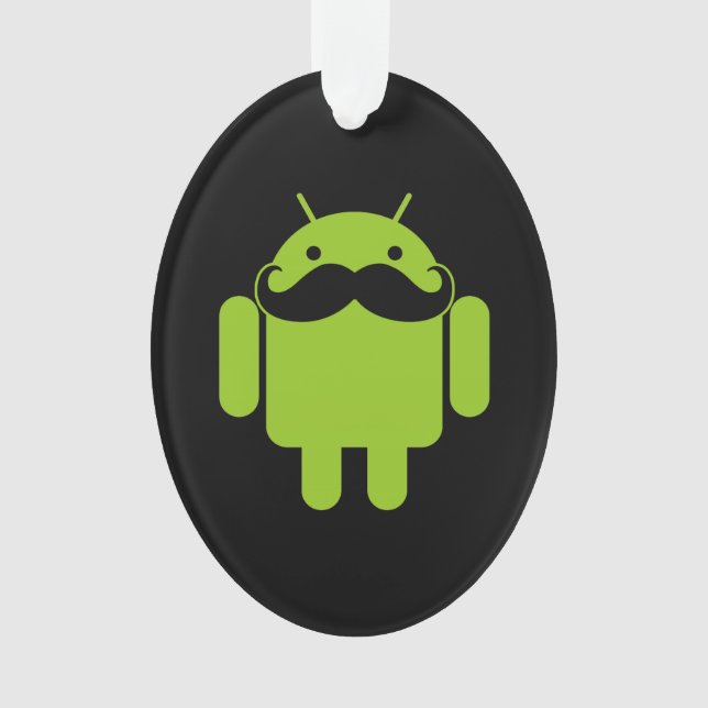 Adorno Android Robot Mustache Style sobre negro (Anverso)
