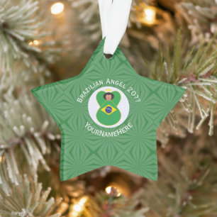 Adorno Ángel de Navidad brasileño Bandera Personalizada 